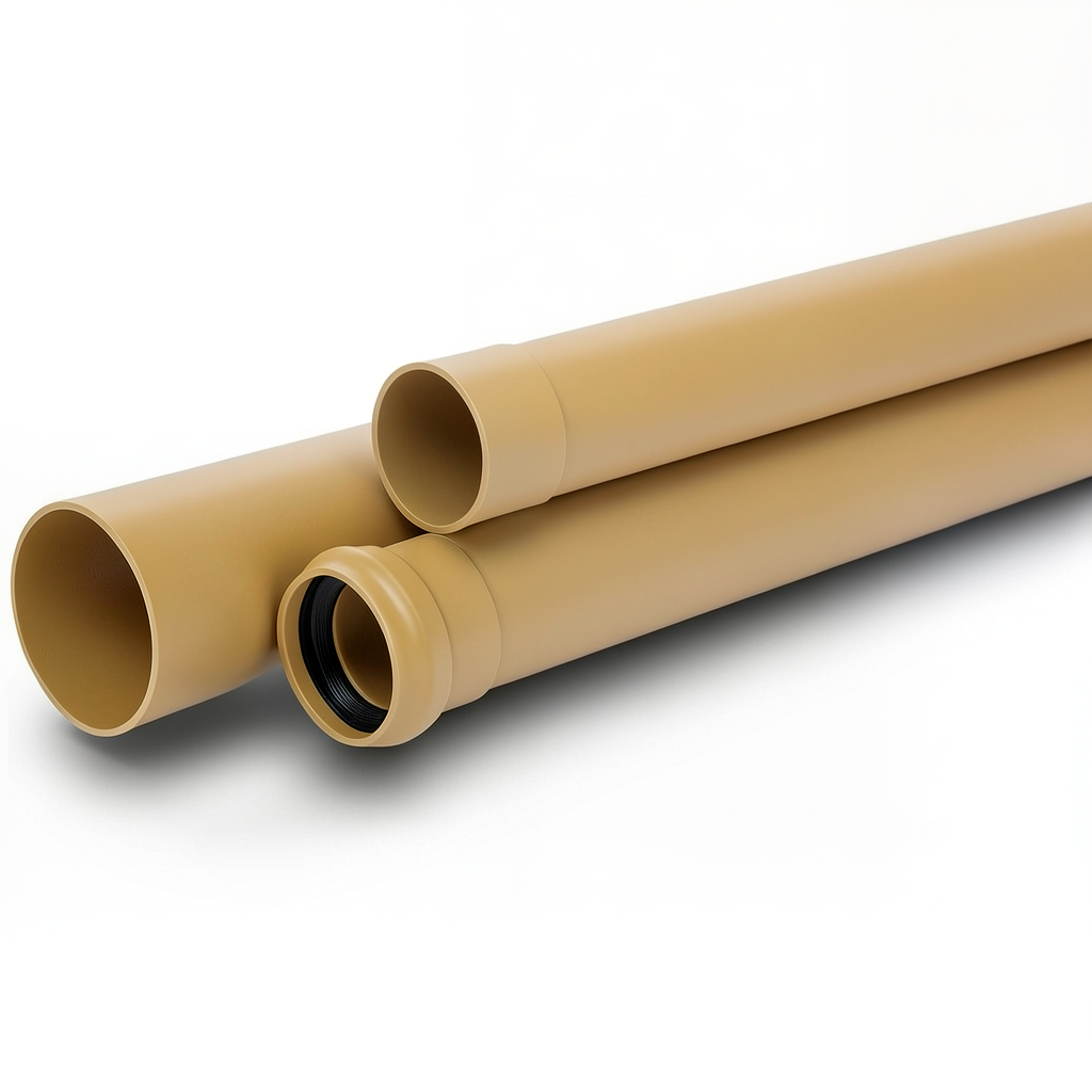 UPVC Pipes Outside Diameter 110 mm Thickness 3 mm Golden Brown