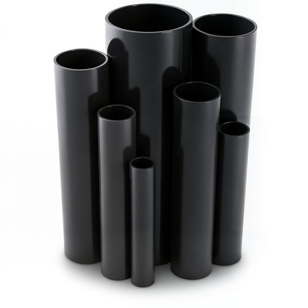 مواسير UPVC ضغط 16 بار قطر خارجي 110 مم سمك 8.2 مم لون اسود