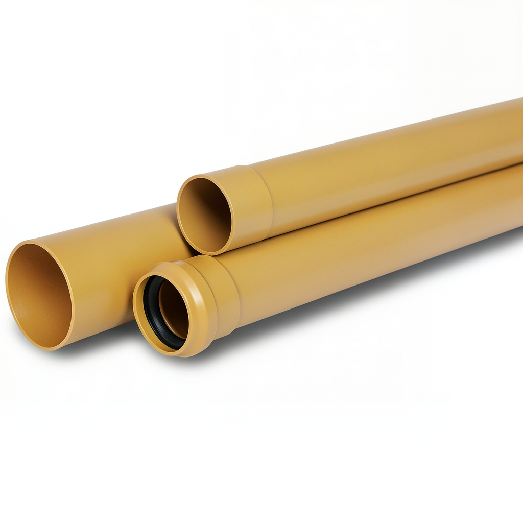 UPVC Pipes Outside Diameter 125 mm Thickness 3 mm Golden Brown