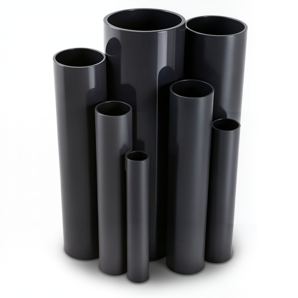 مواسير UPVC ضغط 10 بار قطر خارجي 125 مم سمك 6 مم لون اسود