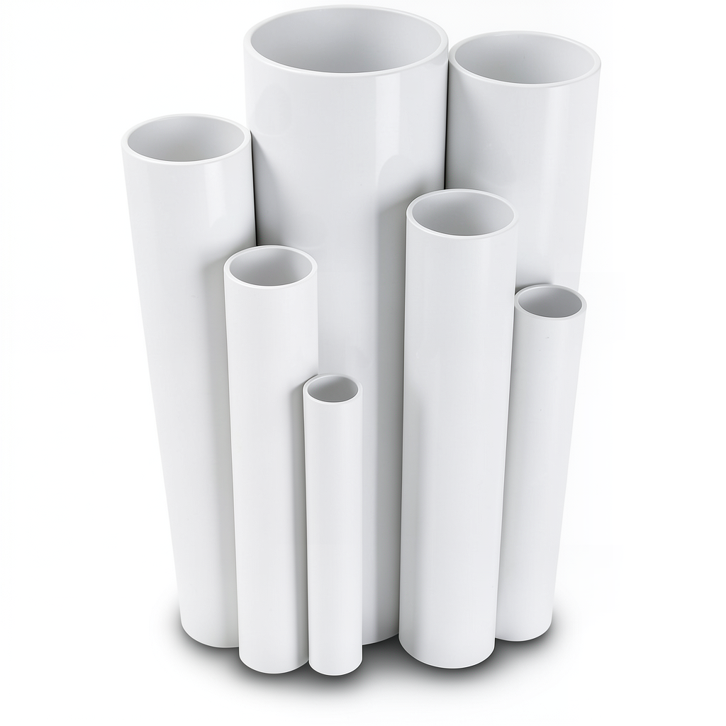 مواسير UPVC ضغط اسمي 10 بار قطر خارجي 125 مم سمك 6 مم أبيض