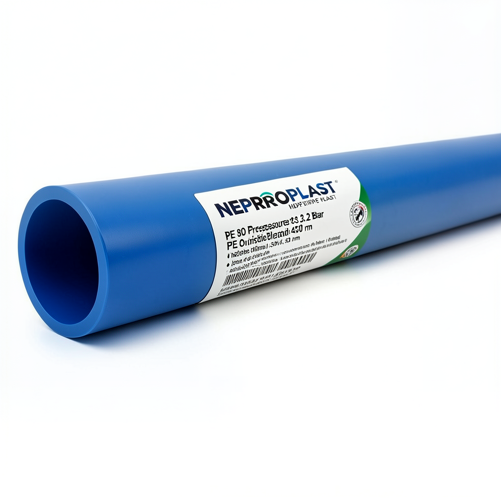 Neproplast HDPE Pipes PE 80 Pressure 3.2 Bar Outside Diameter 450 mm Thickness 11.0 mm Blue | NEPROPLAST