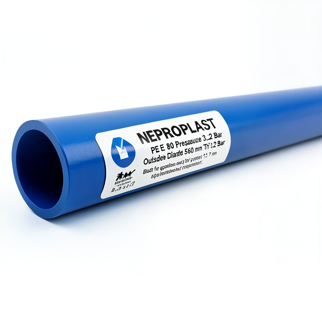 HDPE Pipes PE 80 Pressure 3.2 Bar Outside Diameter 560 mm Thickness 13.7 mm Blue | NEPROPLAST