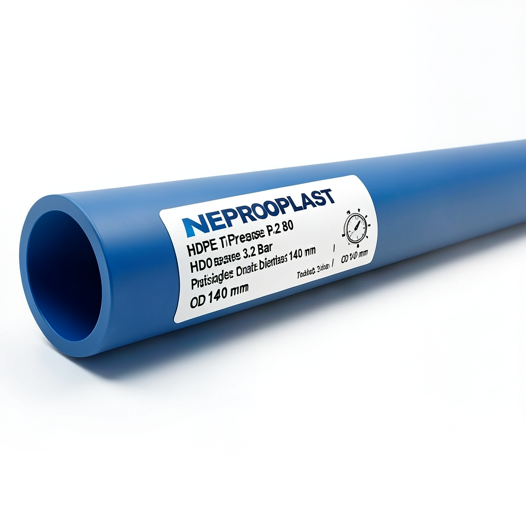 مواسير HDPE PE 80 ضغط 3.2 بار قطر خارجي 140 مم سمك 3.5 مم لون ازرق | نيبروبلاست