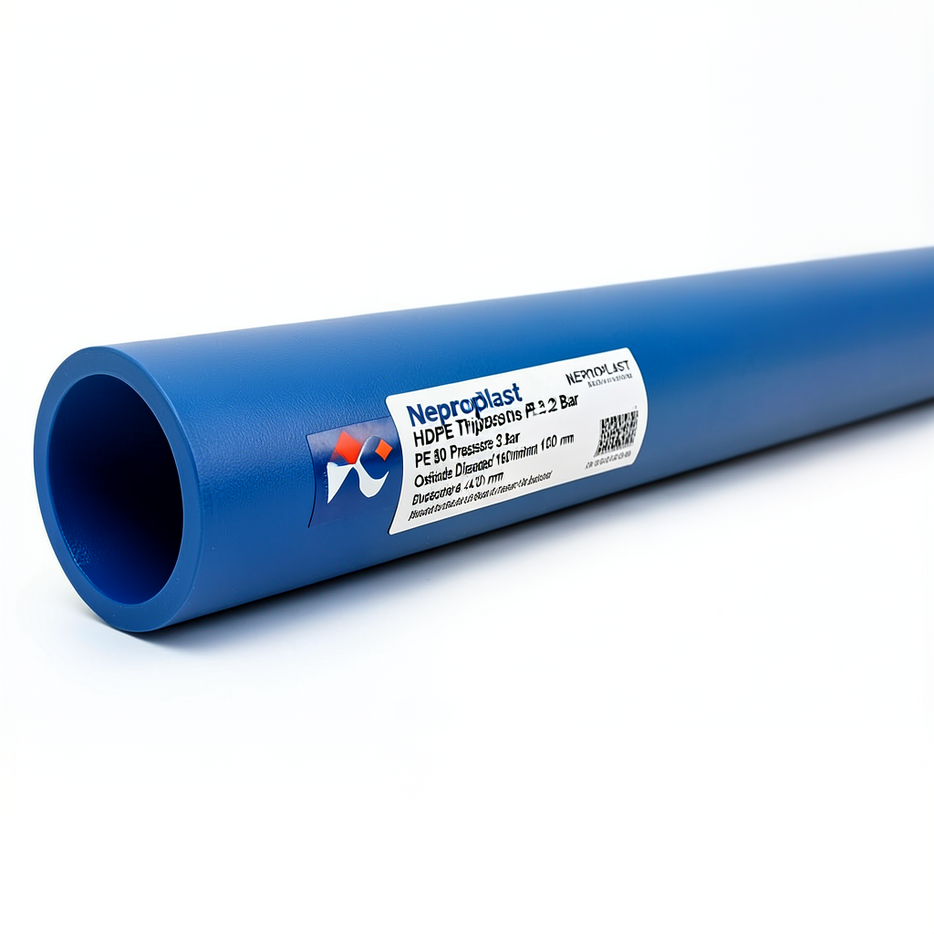 مواسير HDPE نيبروبلاست PE 80 ضغط 3.2 بار قطر خارجي 160 مم سمك 4.0 مم لون ازرق | نيبروبلاست
