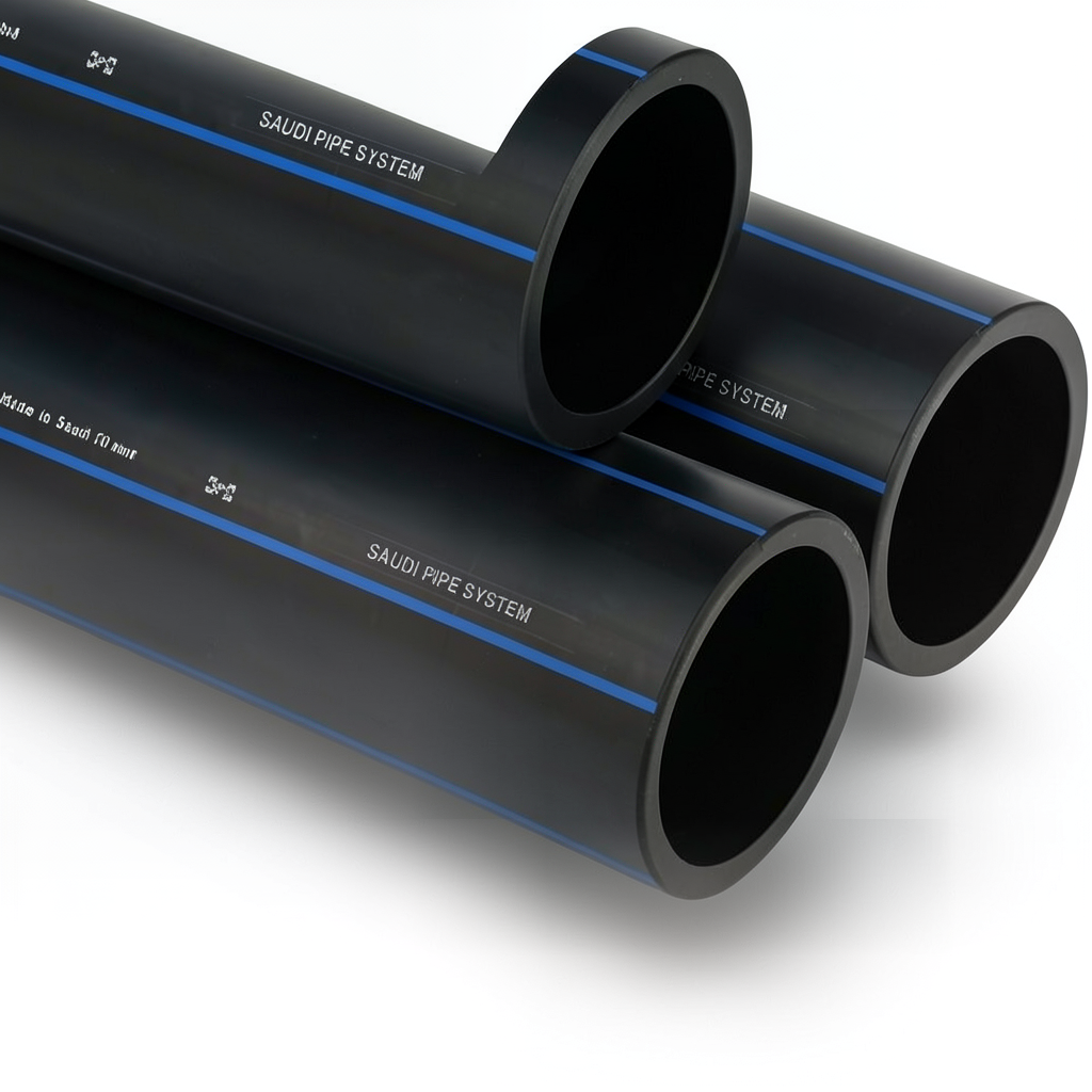 أنابيب HDPE السعودي PE 100 ضغط 6 بار قطر خارجي 110 مم سمك 4.2 مم لون اسود | مصنع أنظمة الانابيب السعودي (SPS)