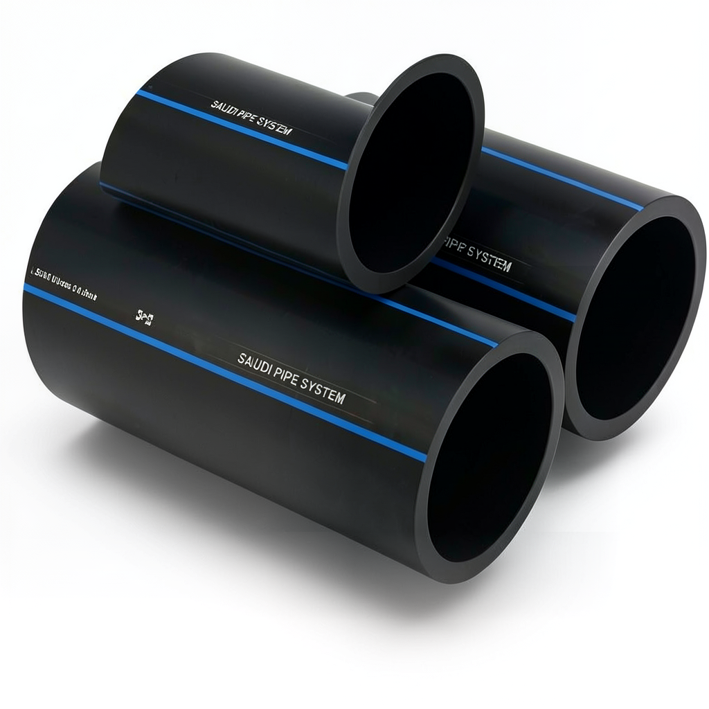 مواسير HDPE PE 100 ضغط 10 بار قطر خارجي 110 مم سمك 6.6 مم لون أسود | مصنع أنظمة الانابيب السعودي (SPS)