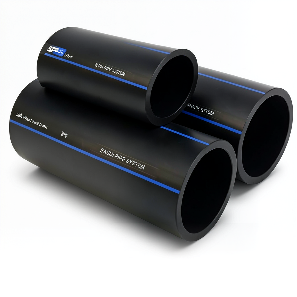 SPS HDPE Pipe PE 100 Pressure 10 Bar Outside Diameter 110 mm Thickness 6.6 mm Black Color | Saudi Pipes Systems (SPS)