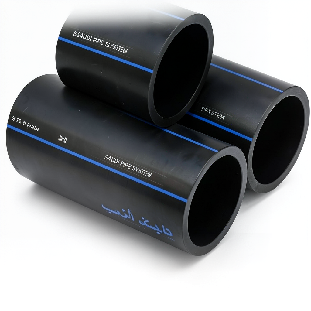مواسير HDPE PE 100 ضغط 6 بار قطر خارجي 125 مم سمك 4.8 مم لون أسود | مصنع أنظمة الانابيب السعودي (SPS)