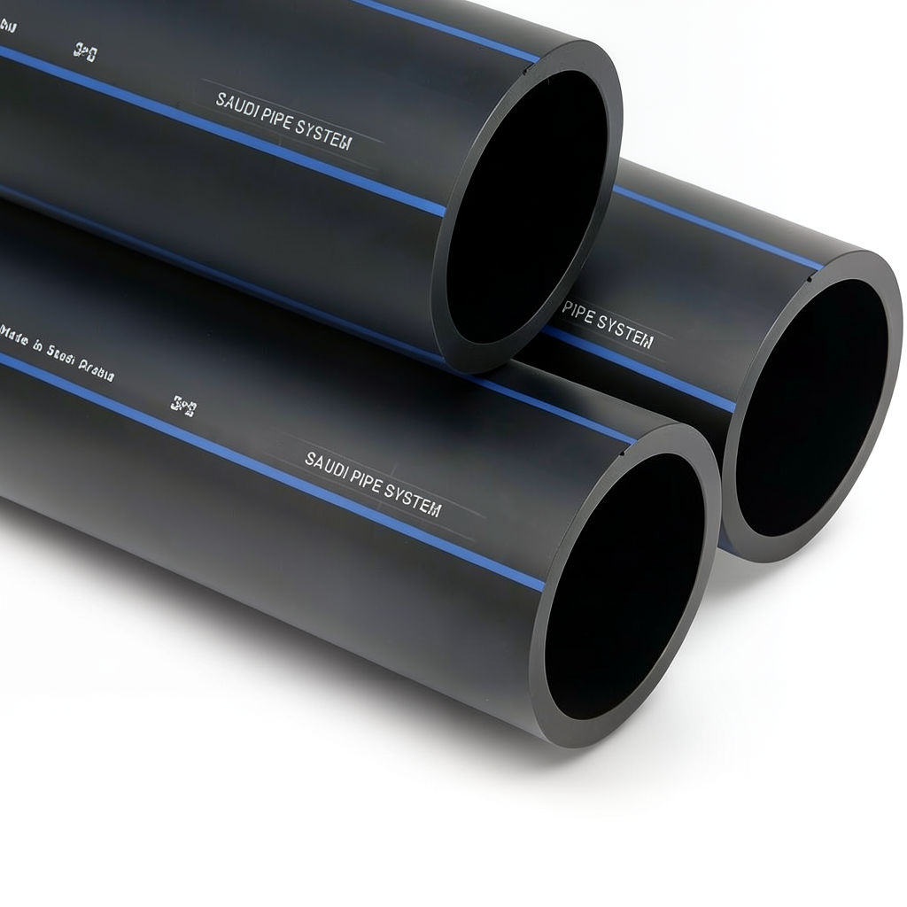 أنابيب HDPE السعودي PE 100 ضغط 10 بار قطر خارجي 125 مم سمك 7.4 مم لون أسود | مصنع أنظمة الانابيب السعودي (SPS)