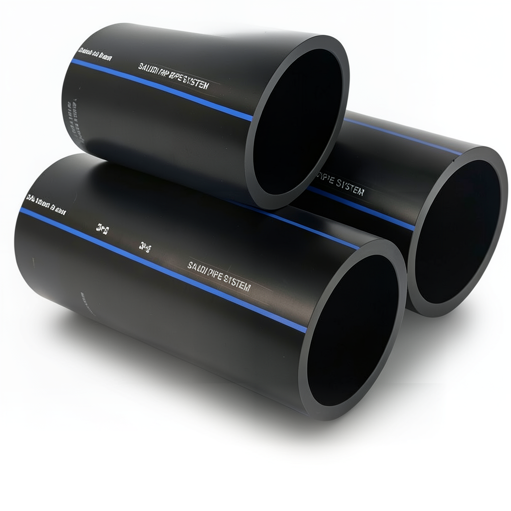 أنابيب SPS HDPE PE 100 ضغط 16 بار قطر خارجي 125 مم سمك 11.4 مم لون أسود | مصنع أنظمة الانابيب السعودي (SPS)
