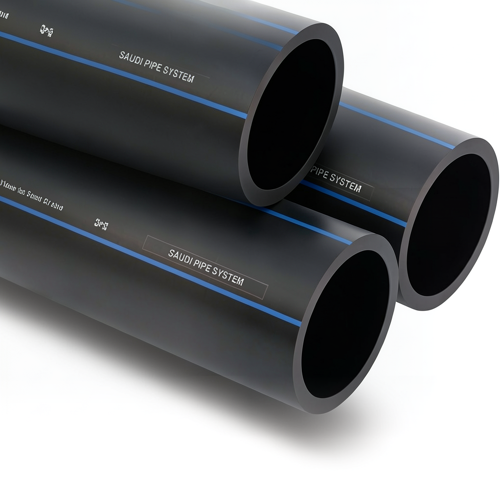 أنابيب HDPE السعودي PE 100 ضغط 10 بار قطر خارجي 125 مم سمك 7.4 مم لون أسود | مصنع أنظمة الانابيب السعودي (SPS)