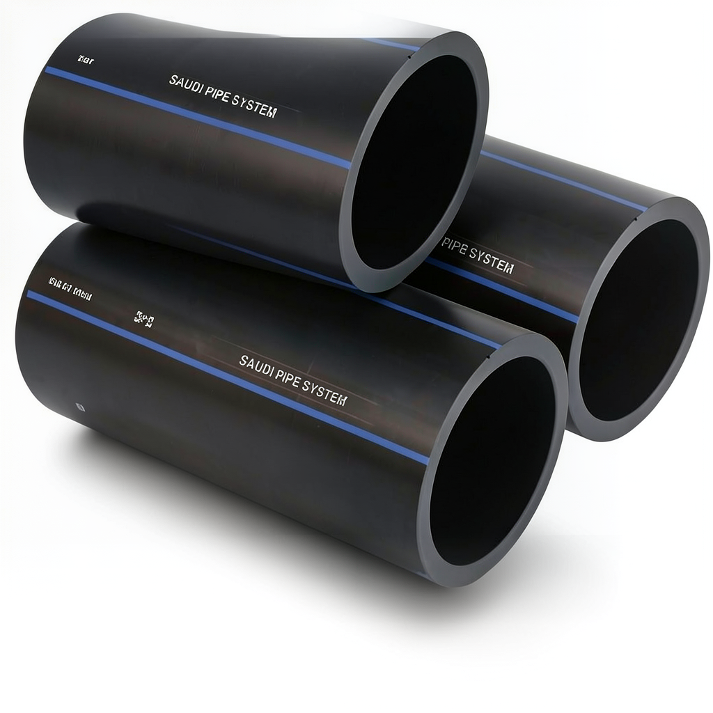 مواسير HDPE PE 100 ضغط 6 بار قطر خارجي 140 مم سمك 5.4 مم لون أسود | مصنع أنظمة الانابيب السعودي (SPS)