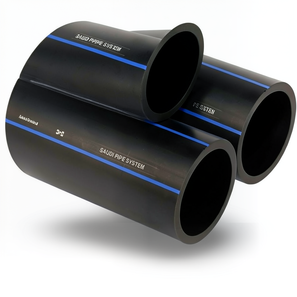 SPS HDPE Pipe PE 100 Pressure 6 Bar Outside Diameter 140 mm Thickness 5.4 mm Black Color | Saudi Pipes Systems (SPS)