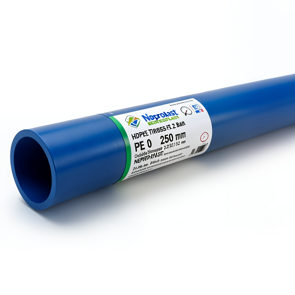 Neproplast HDPE Pipes PE 80 Pressure 3.2 Bar Outside Diameter 250 mm Thickness 6.2 mm Blue | NEPROPLAST