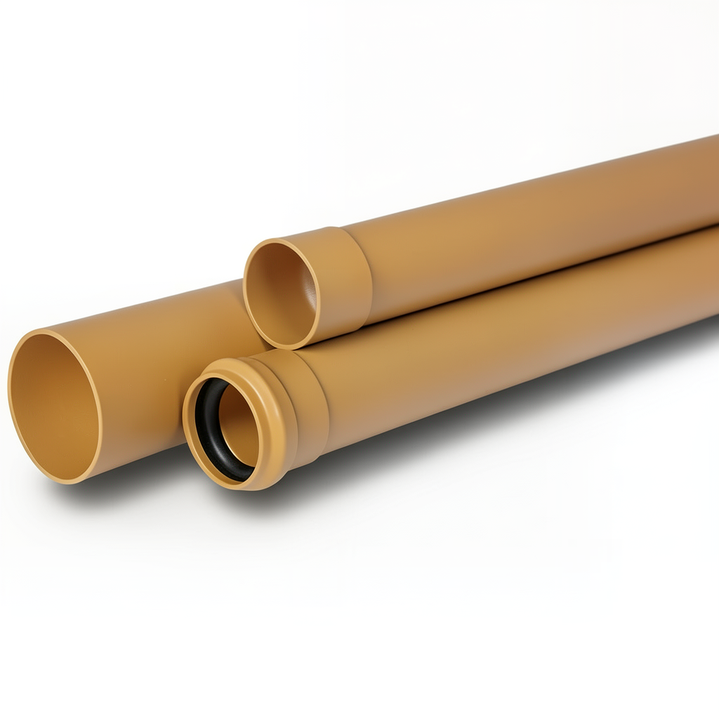 UPVC Pipes 250 mm Outside Diameter, 6.1 mm Thickness, 7.01 kg/m Golden Brown