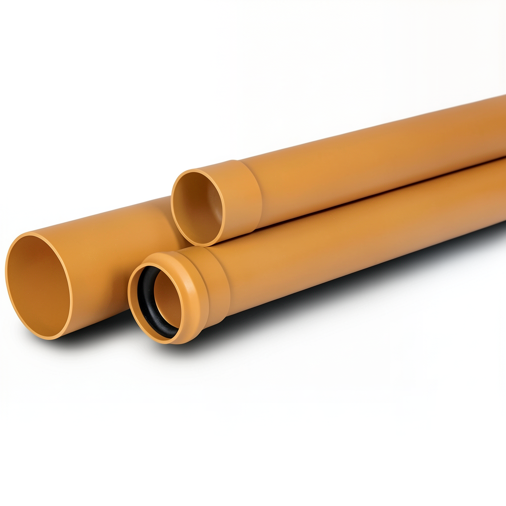 UPVC Pipes 400 mm Outside Diameter 9.8 mm Thickness Golden Brown