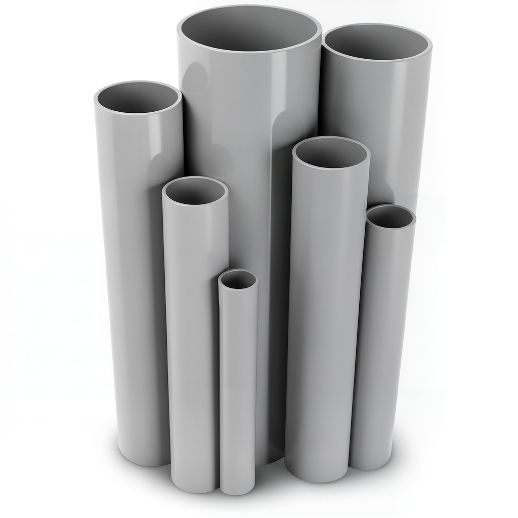 مواسير UPVC ضغط اسمي 2.5 بار قطر خارجي 140 مم سمك 1.8 مم لون رمادي