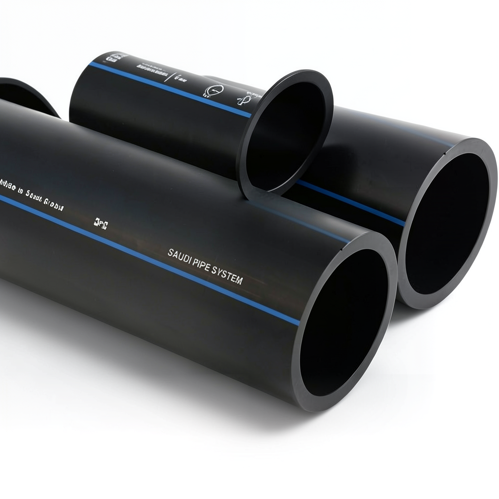 أنابيب HDPE السعودي PE 100 ضغط 6 بار قطر خارجي 160 مم سمك 6.2 مم لون أسود | مصنع أنظمة الانابيب السعودي (SPS)