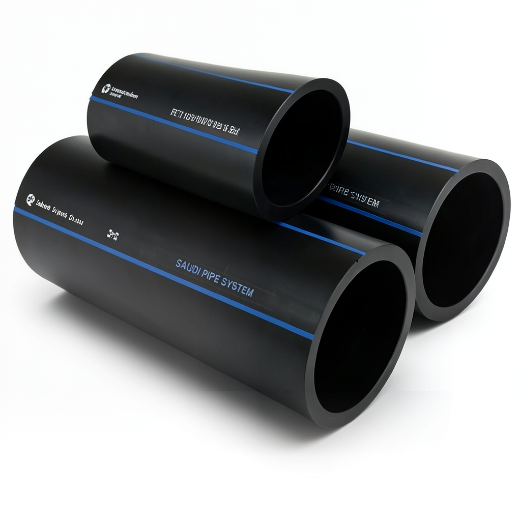 SPS HDPE Pipes PE 100 Pressure 16 Bar Outside Diameter 160 mm Thickness 14.6 mm Black | Saudi Pipes Systems (SPS)