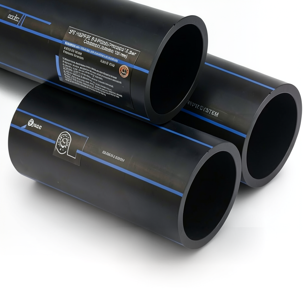 أنابيب HDPE السعودي PE 100 ضغط 6 بار قطر خارجي 180 مم سمك 6.9 مم لون اسود | مصنع أنظمة الانابيب السعودي (SPS)