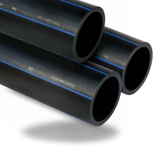 أنابيب HDPE PE 100 ضغط 6 بار قطر خارجي 200 مم سمك 7.7 مم لون أسود | مصنع أنظمة الانابيب السعودي (SPS)
