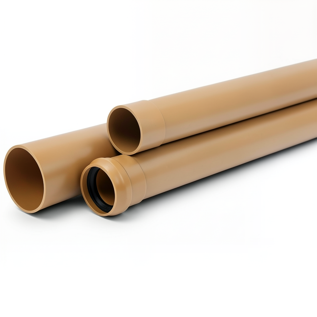 UPVC Pipes 250 mm Outside Diameter, 6.1 mm Thickness, 7.01 kg/m Golden Brown