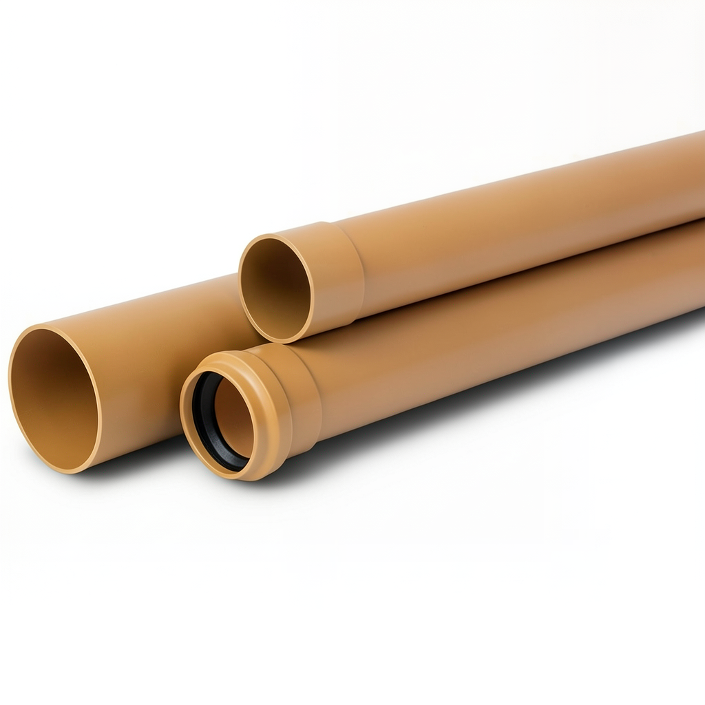 UPVC Pipes 400 mm Outside Diameter 9.8 mm Thickness Golden Brown