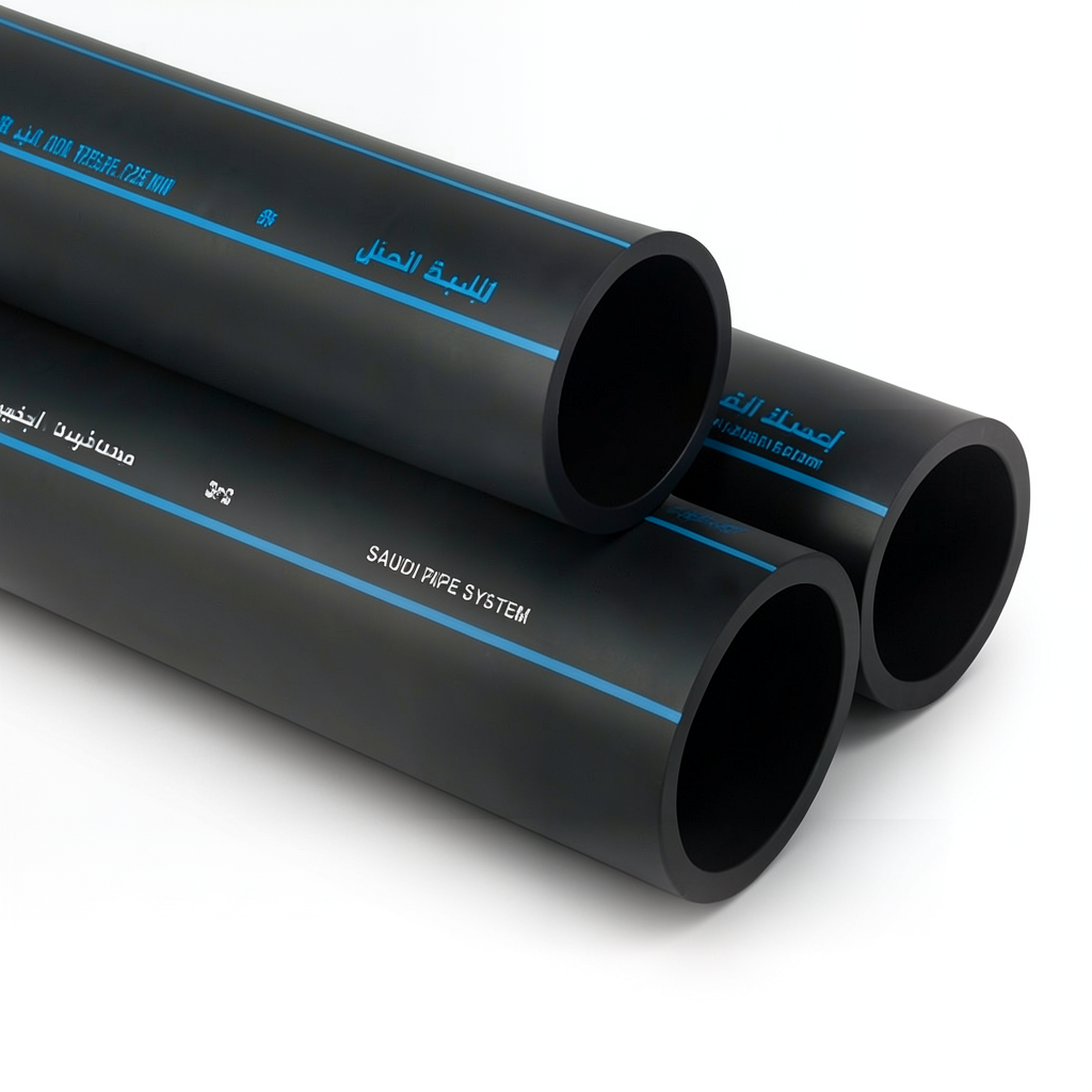 SPS HDPE Pipes PE 100 Pressure 6 Bar Outside Diameter 225 mm Thickness 8.6 mm Black | Saudi Pipes Systems (SPS)