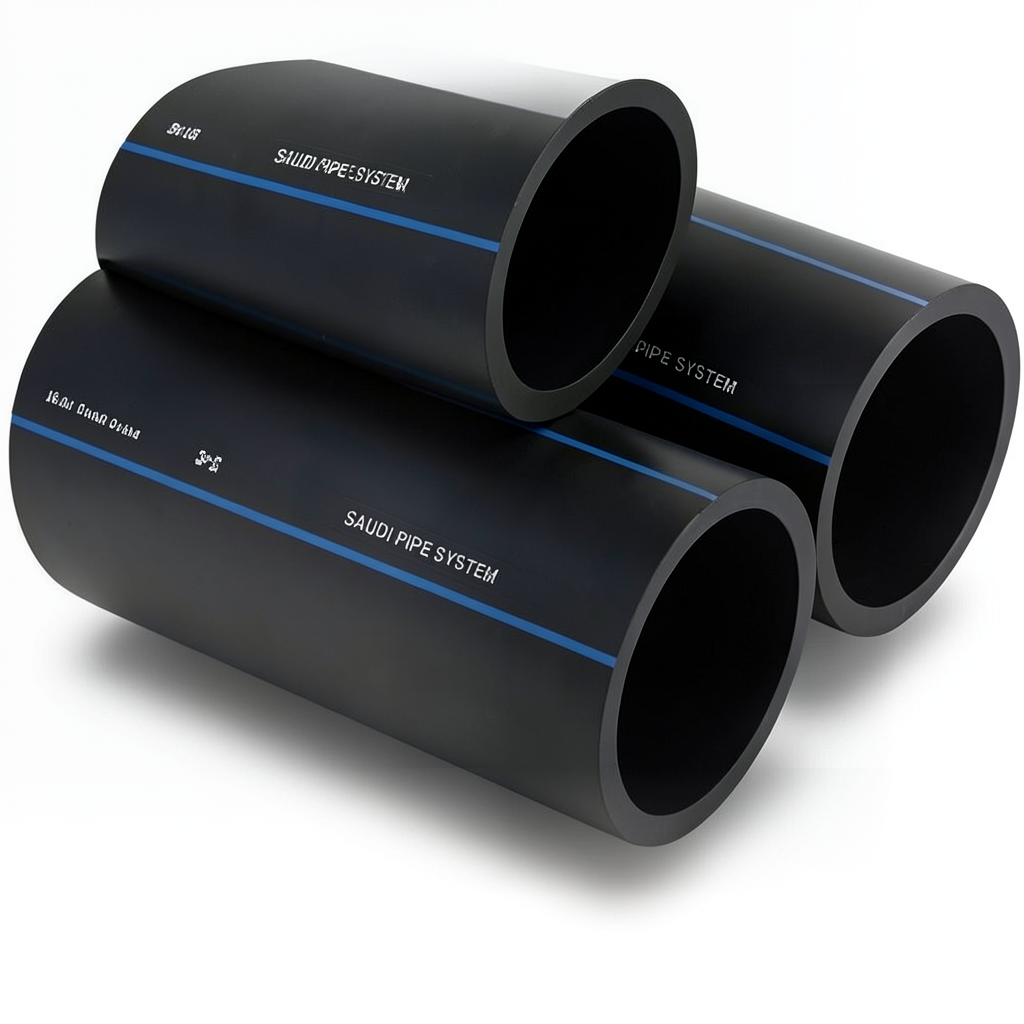 أنابيب HDPE السعودي PE 100 ضغط 16 بار قطر خارجي 225 مم سمك 20.5 مم لون أسود | مصنع أنظمة الانابيب السعودي (SPS)