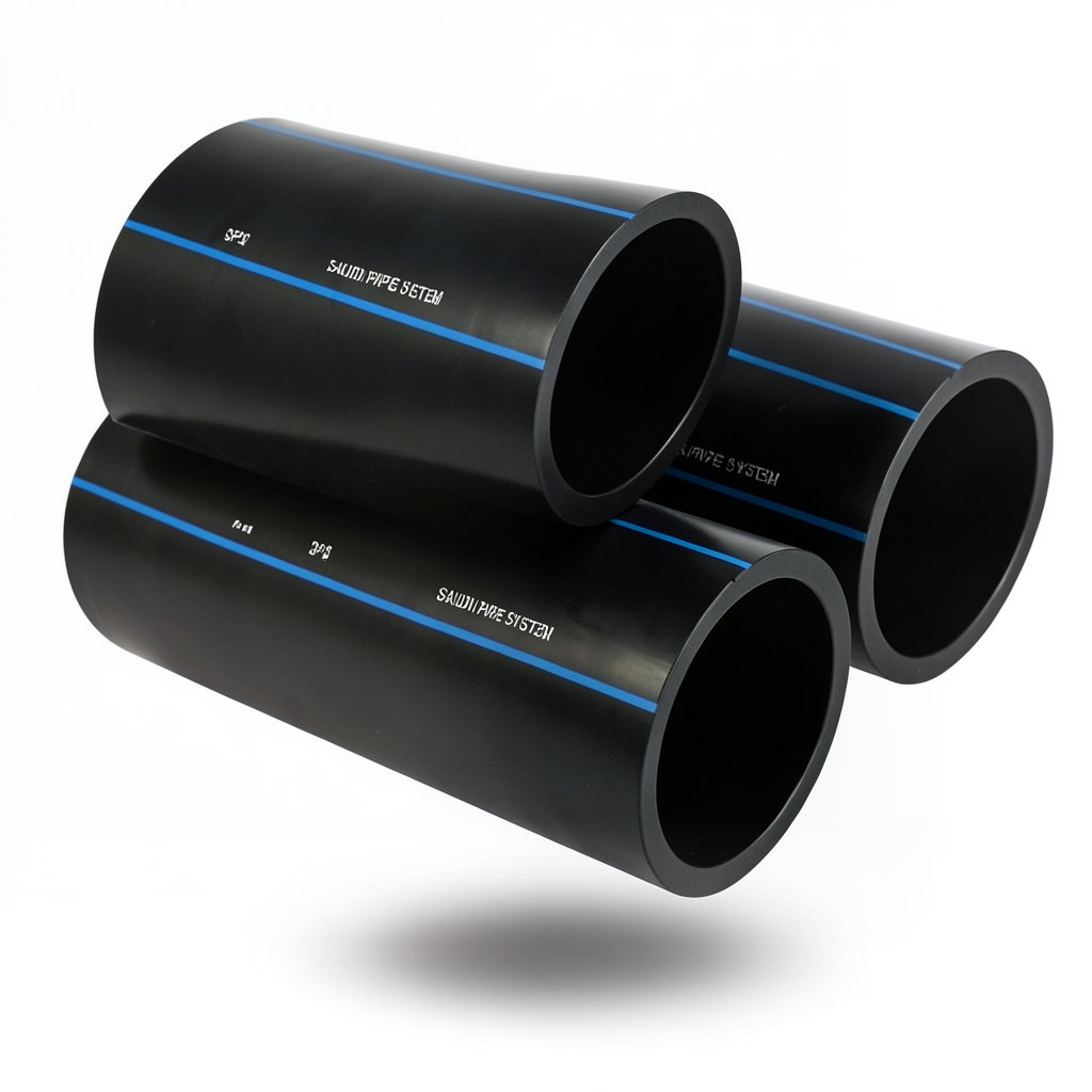 أنابيب HDPE SPS PE 100 ضغط 10 بار قطر خارجي 280 مم سمك 16.6 مم أسود | مصنع أنظمة الانابيب السعودي (SPS)