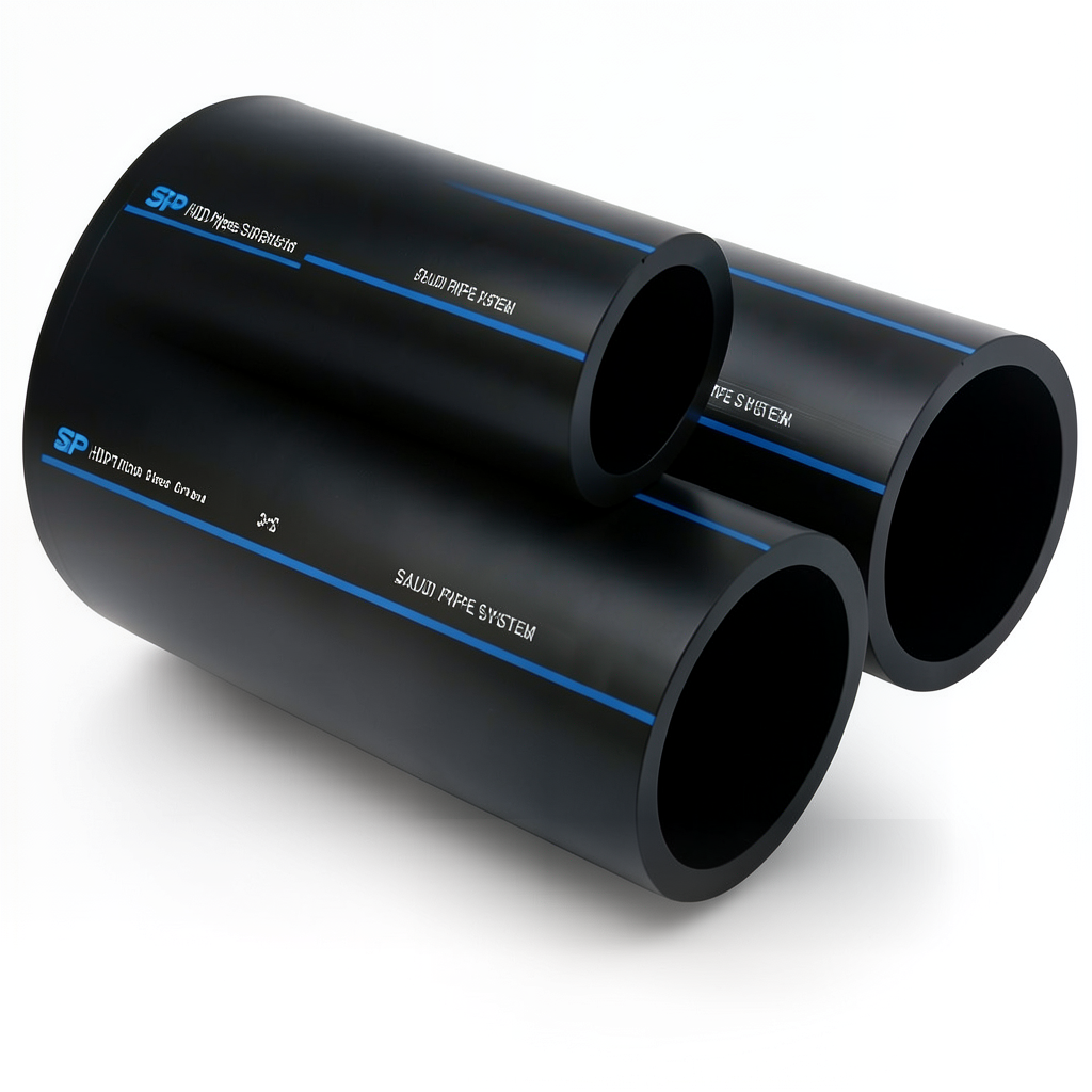 أنابيب HDPE السعودي PE 100 ضغط 6 بار قطر خارجي 315 مم سمك 12.1 مم لون أسود | مصنع أنظمة الانابيب السعودي (SPS)