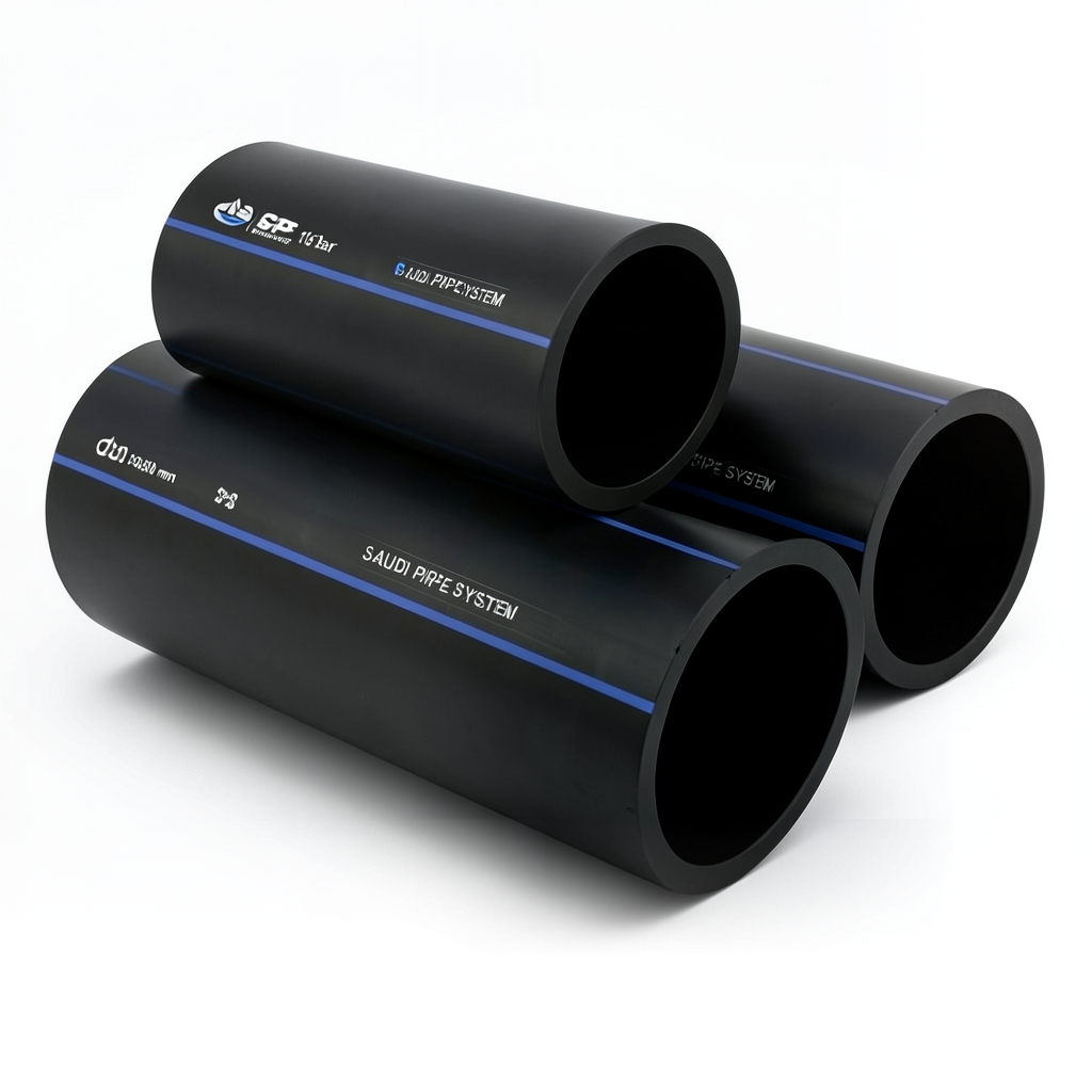 أنابيب SPS HDPE PE 100 ضغط 16 بار قطر خارجي 280 مم سمك 25.4 مم أسود | مصنع أنظمة الانابيب السعودي (SPS)