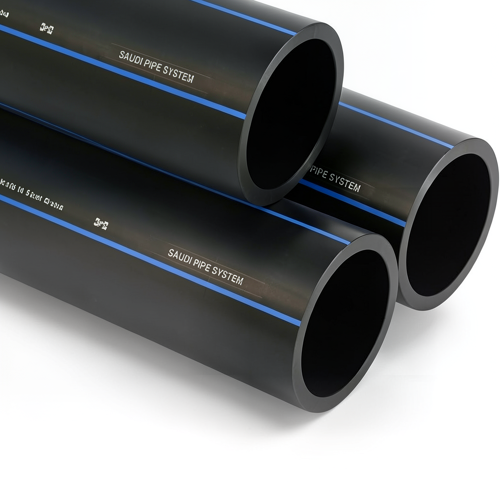 أنابيب HDPE السعودي PE 100 ضغط 6 بار قطر خارجي 315 مم سمك 12.1 مم لون أسود | مصنع أنظمة الانابيب السعودي (SPS)
