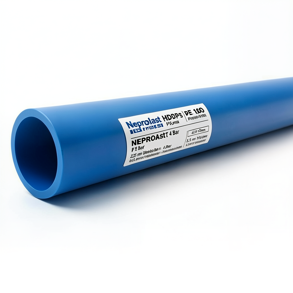 مواسير HDPE نيبروبلاست PE 100 ضغط 4 بار قطر 225 مم سمك 5.5 مم لون أزرق | نيبروبلاست