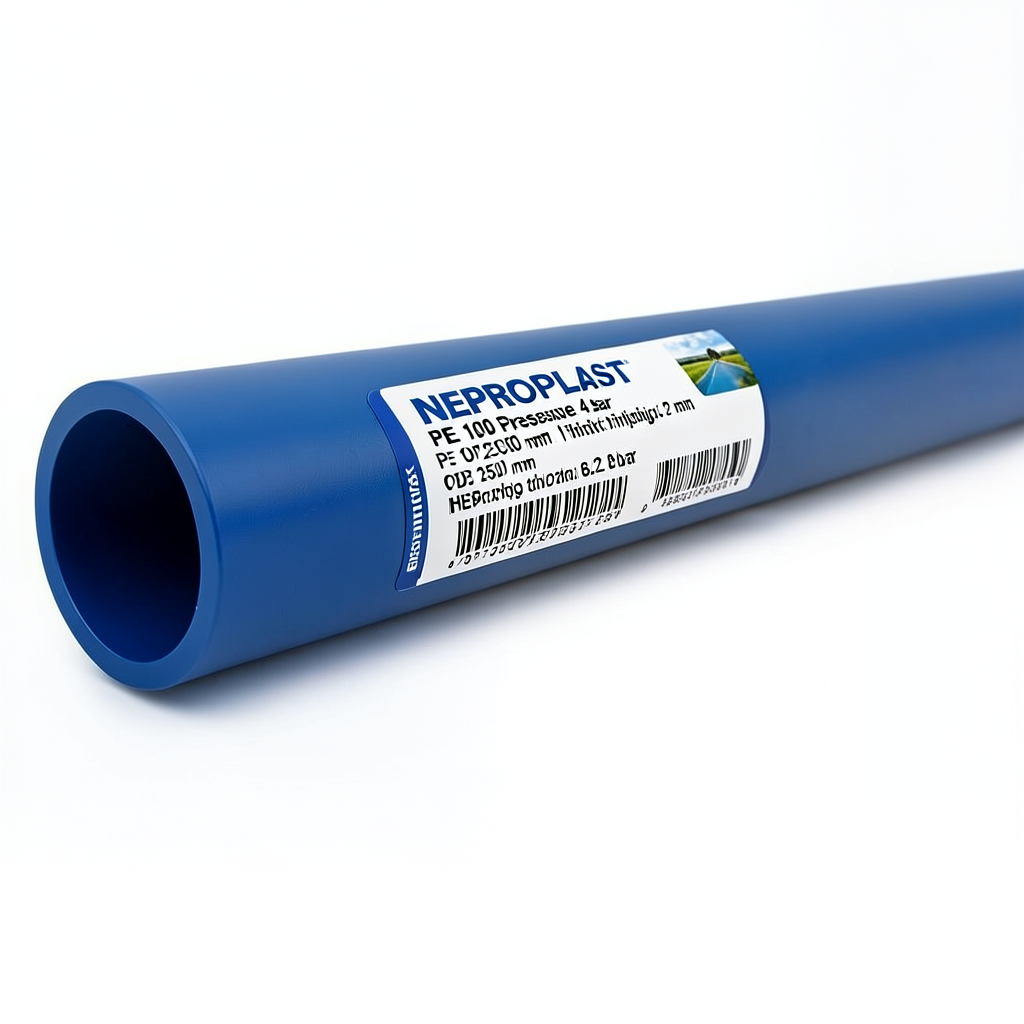 مواسير HDPE نيبروبلاست PE 100 ضغط 4 بار قطر خارجي 250 مم سمك 6.2 مم لون ازرق | نيبروبلاست
