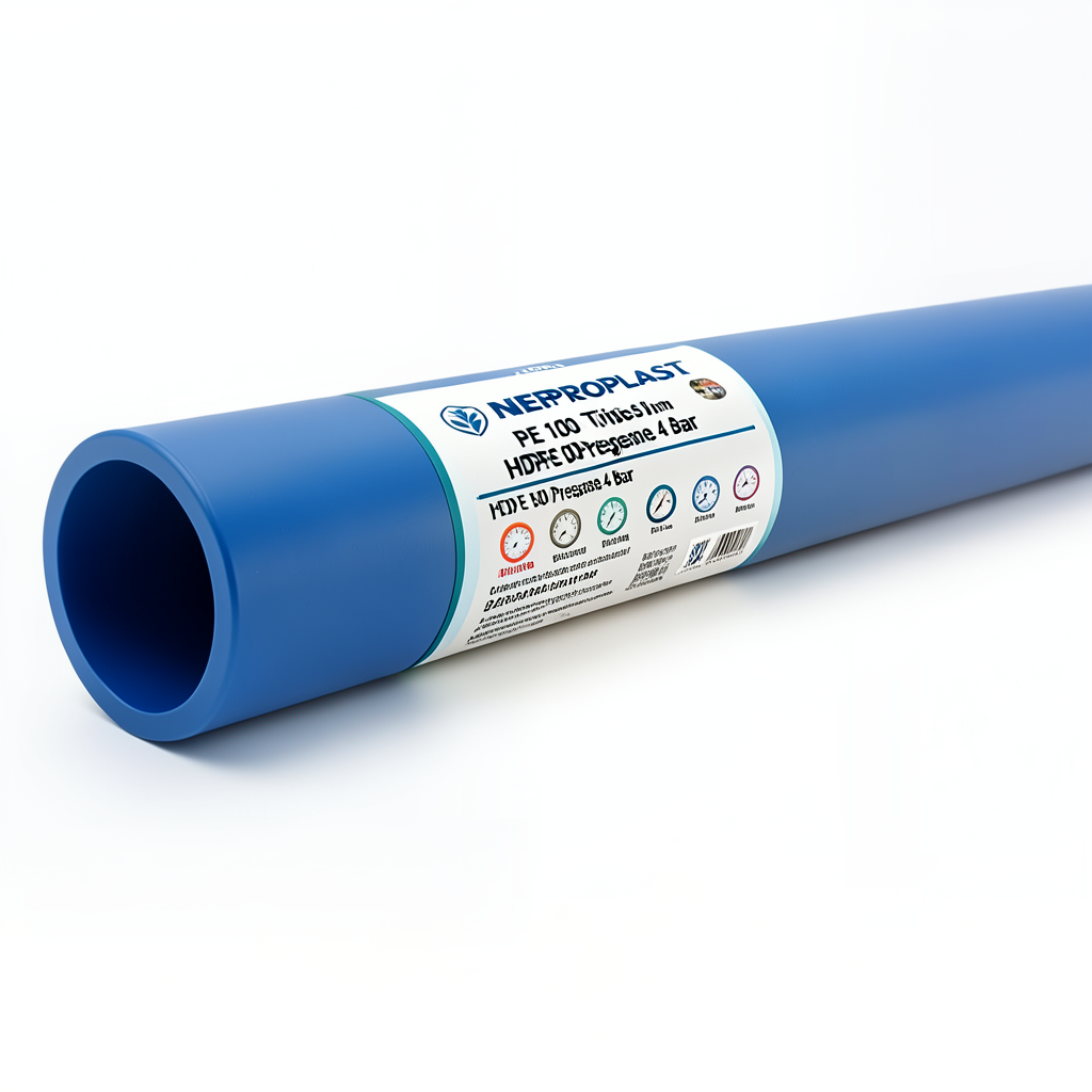 HDPE Pipes PE 100 Pressure 4 Bar Diameter 500 mm Thickness 12.3 mm Blue | NEPROPLAST