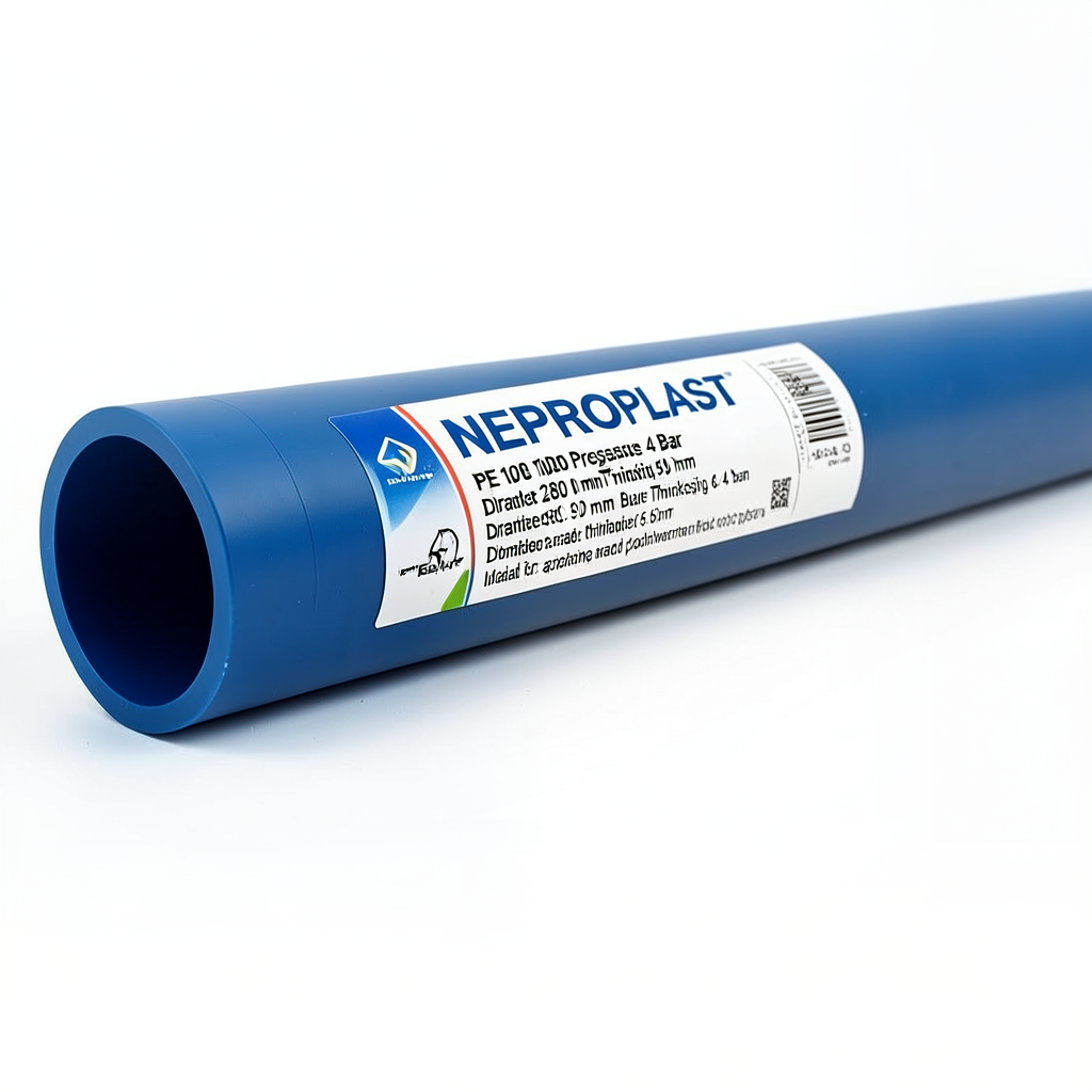 HDPE Pipes PE 100 Pressure 4 Bar Diameter 280 mm Thickness 6.9 mm Blue | NEPROPLAST