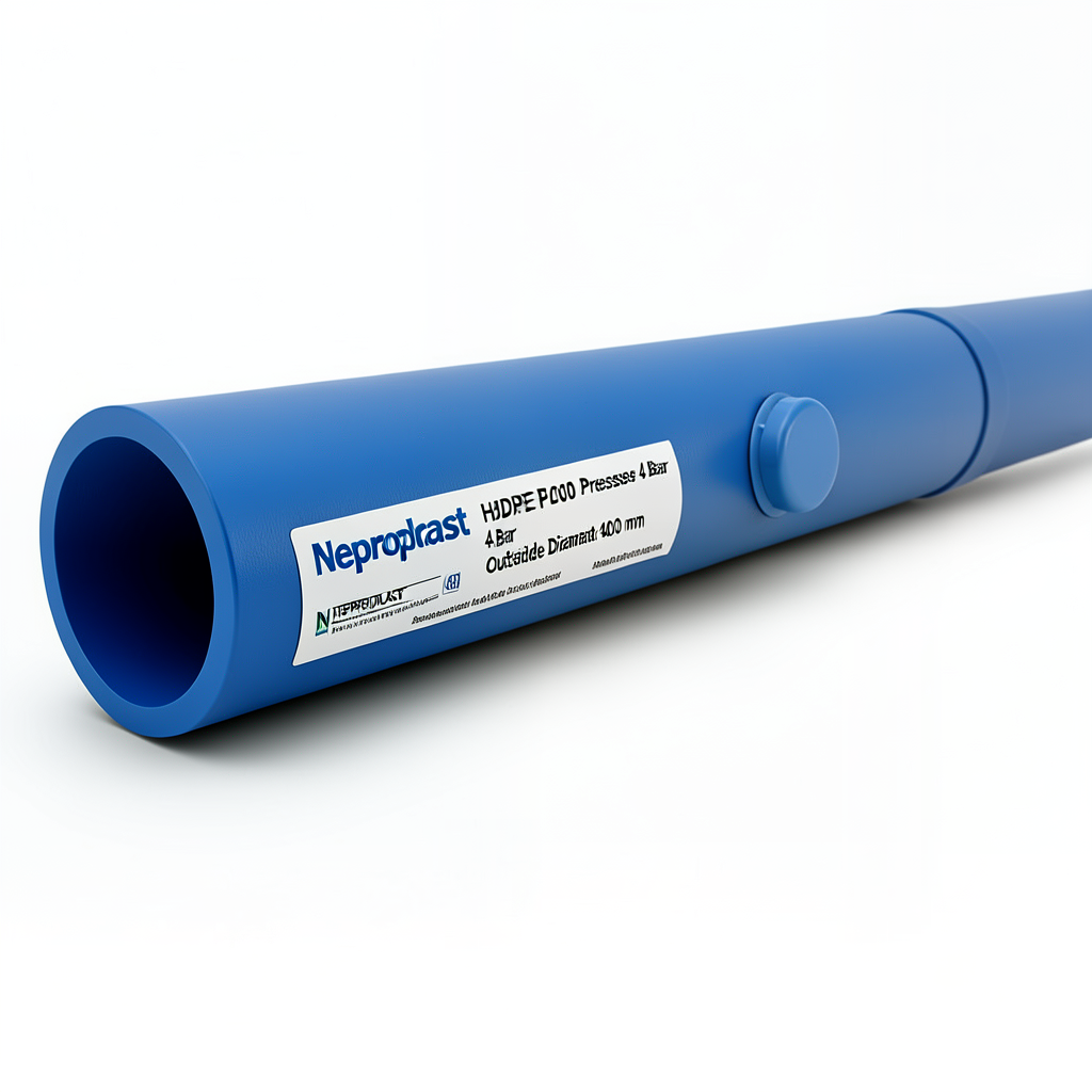 مواسير HDPE نيبروبلاست PE 100 ضغط 4 بار قطر خارجي 400 مم سمك 9.8 مم أزرق | نيبروبلاست