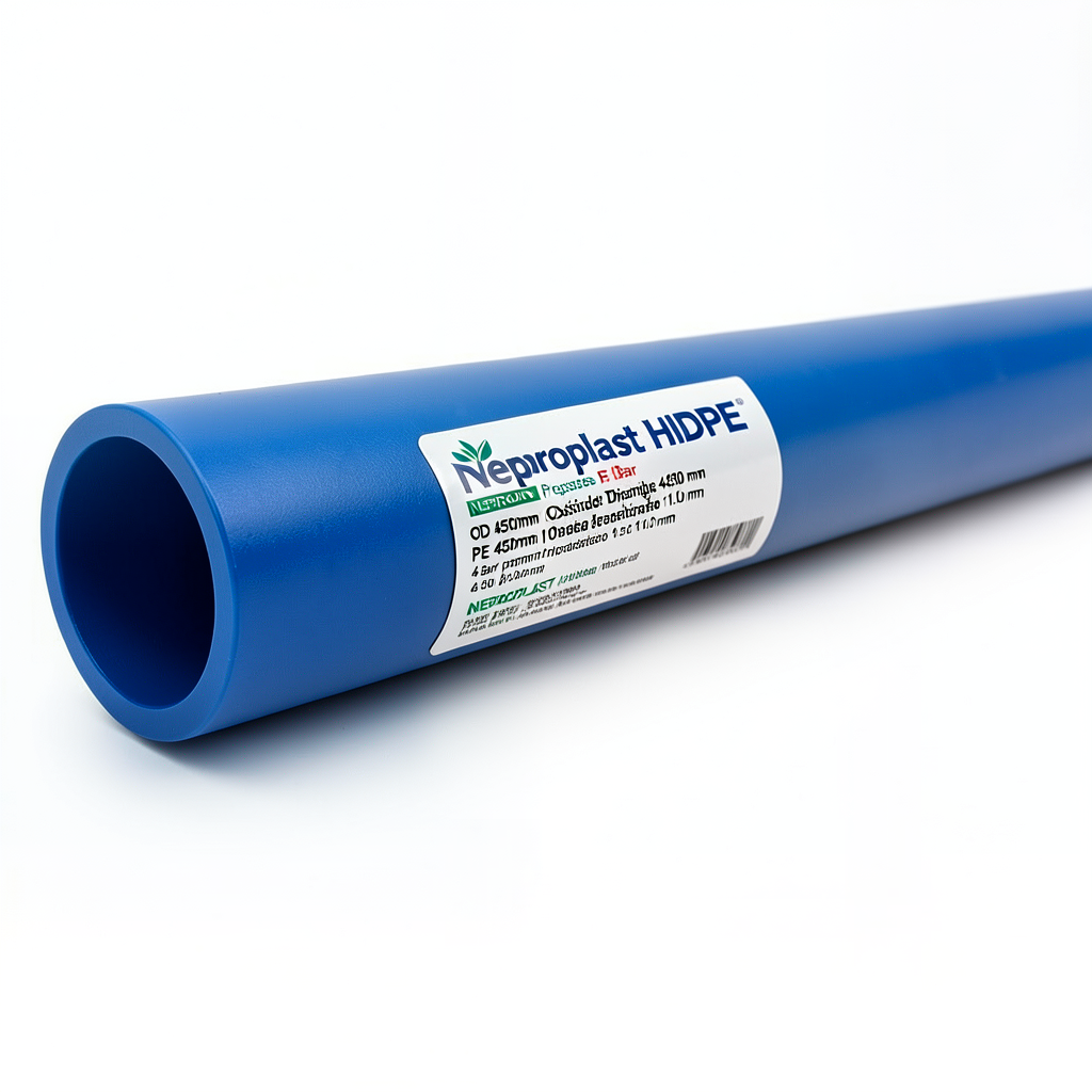 مواسير HDPE نيبروبلاست PE 100 ضغط 4 بار قطر خارجي 450 مم سمك 11.0 مم ازرق | نيبروبلاست