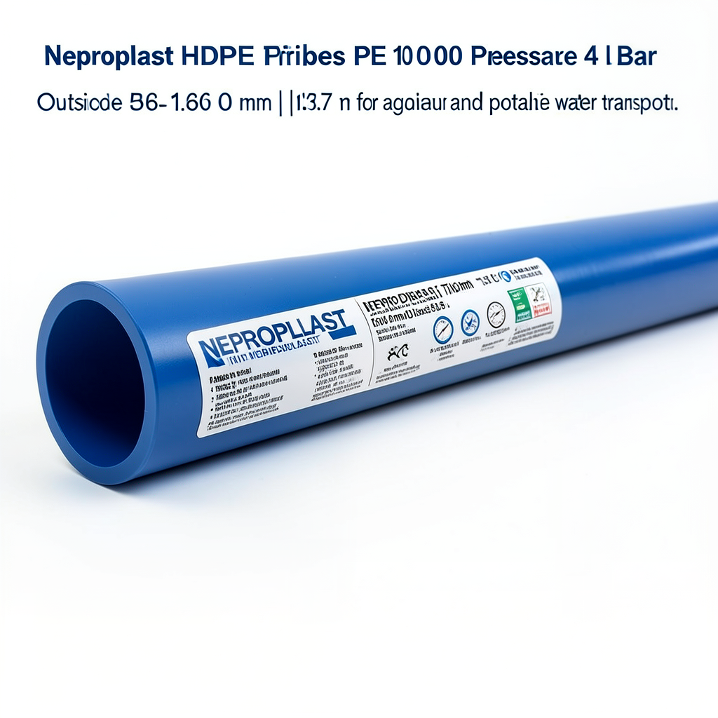 مواسير HDPE نيبروبلاست PE 100 ضغط 4 بار قطر خارجي 560 مم سمك 13.7 مم أزرق | نيبروبلاست