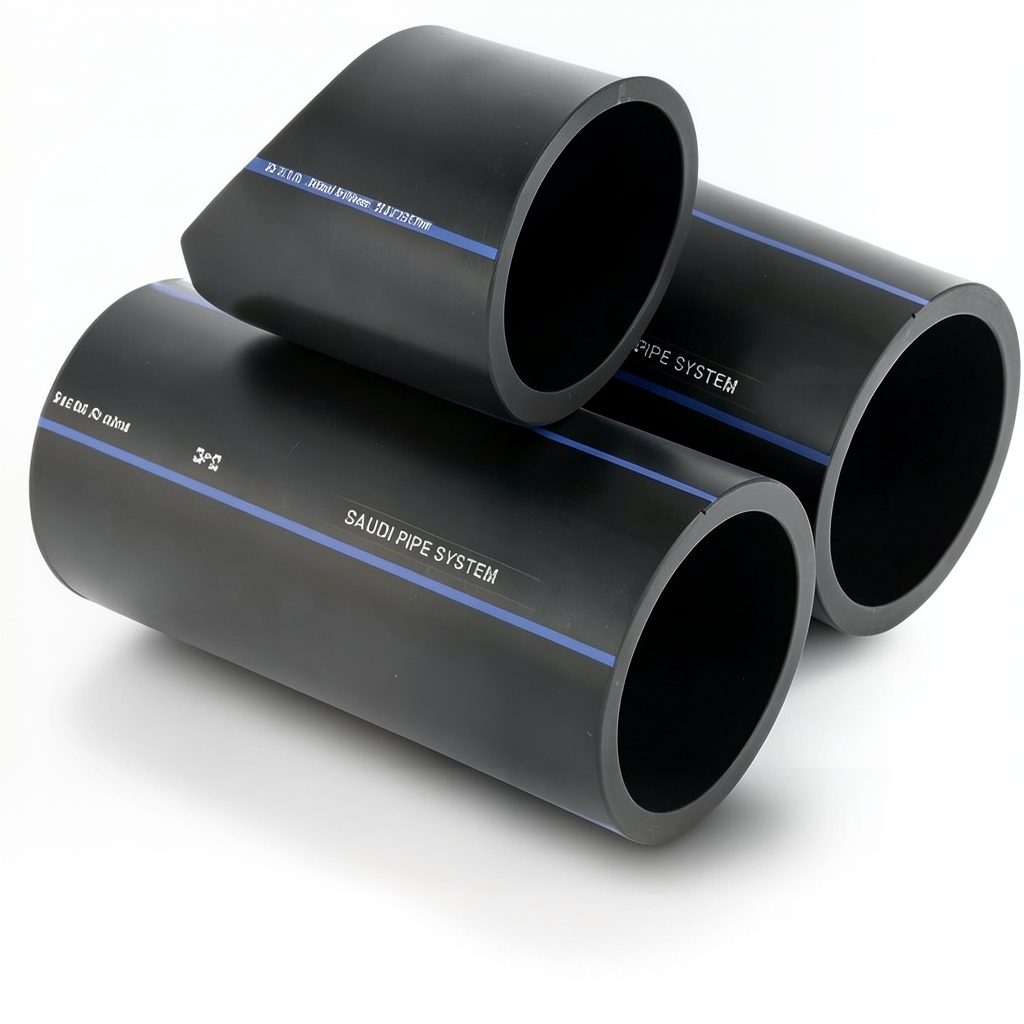 مواسير HDPE PE 100 ضغط 10 بار قطر خارجي 355 مم سمك 21.1 مم لون أسود | مصنع أنظمة الانابيب السعودي (SPS)