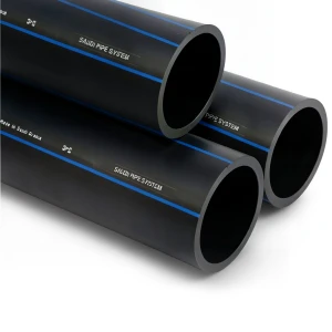 أنابيب HDPE السعودي PE 100 ضغط 16 بار قطر خارجي 355 مم سمك 32.2 مم لون اسود | مصنع أنظمة الانابيب السعودي (SPS)