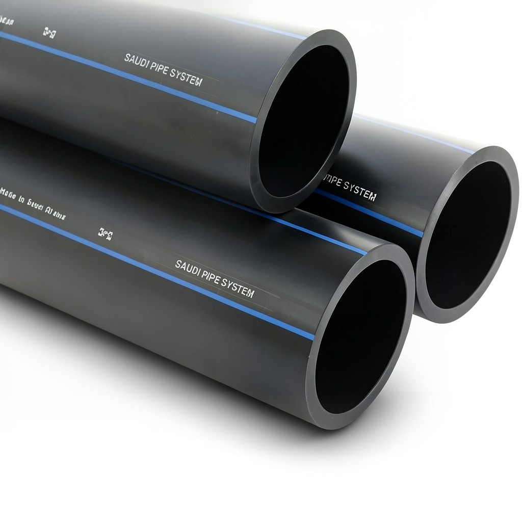 أنابيب HDPE السعودي PE 100 ضغط 10 بار قطر خارجي 400 مم سمك 23.7 مم لون اسود | مصنع أنظمة الانابيب السعودي (SPS)