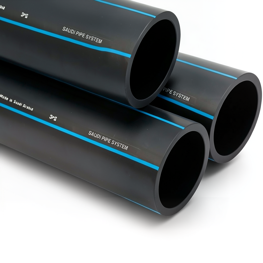 أنابيب HDPE السعودي PE 100 ضغط 16 بار قطر خارجي 400 مم سمك 36.3 مم لون اسود | مصنع أنظمة الانابيب السعودي (SPS)