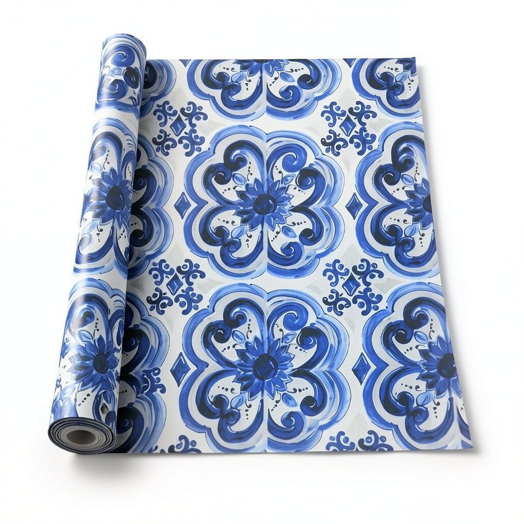 Italian Wallpaper 10.05m x 1.06m Blue and White