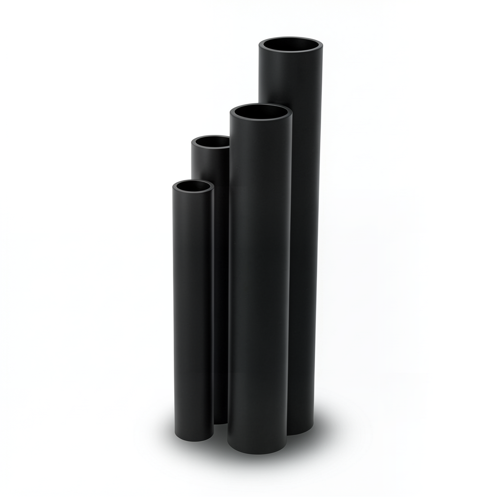 أنابيب HDPE ضغط 20 بار قطر خارجي 225 مم سمك 37.4 مم لون أسود