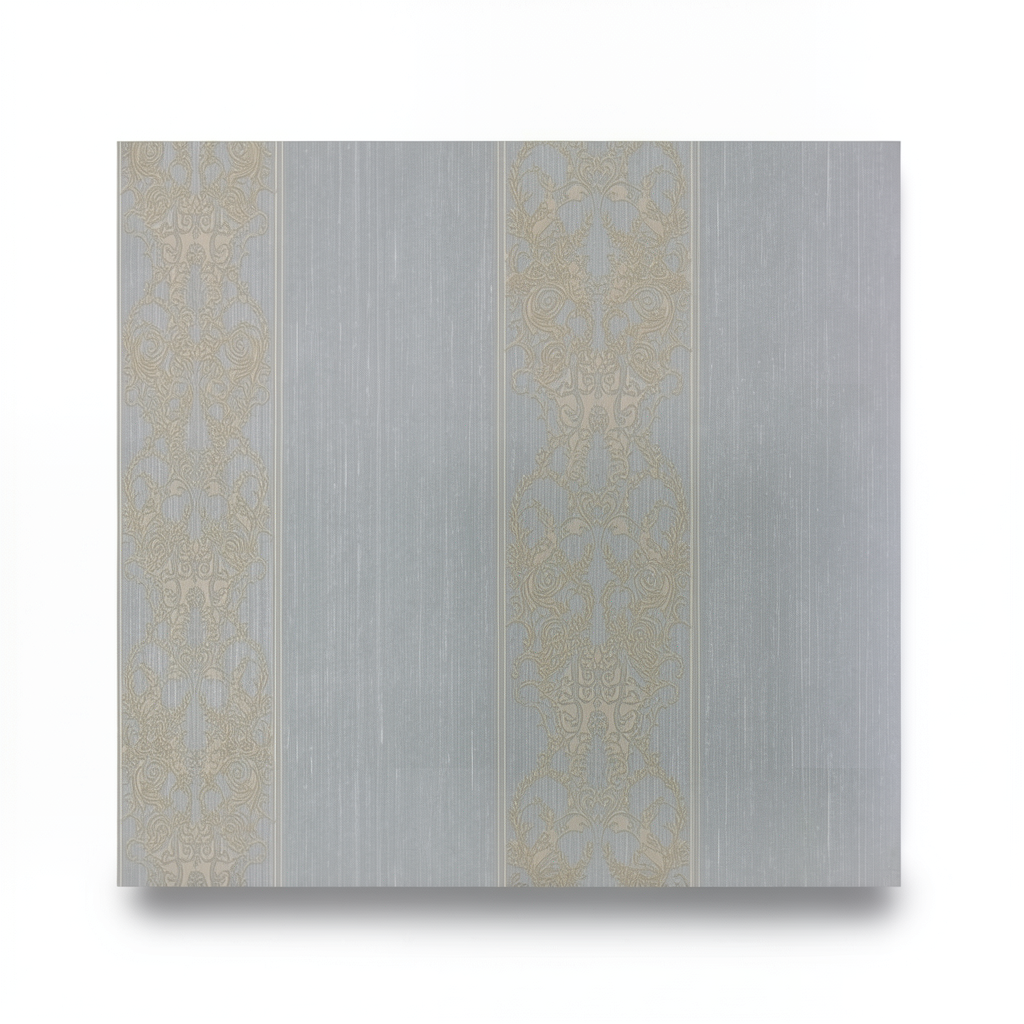 Italian Wallpaper Gray Color Striped Design, Size 10mx0.70m, Model 15079