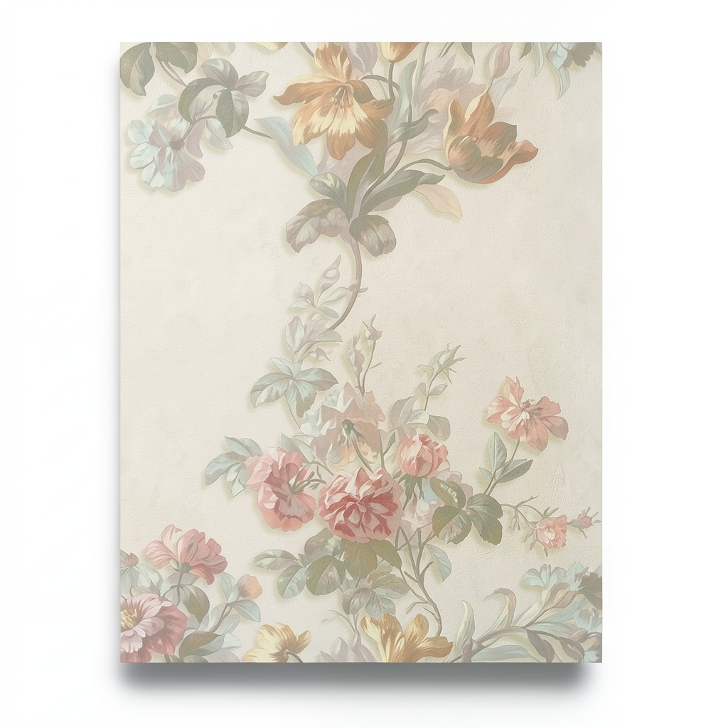 Italian Wallpaper Floral Design 10 m x 0.70 m Light Beige