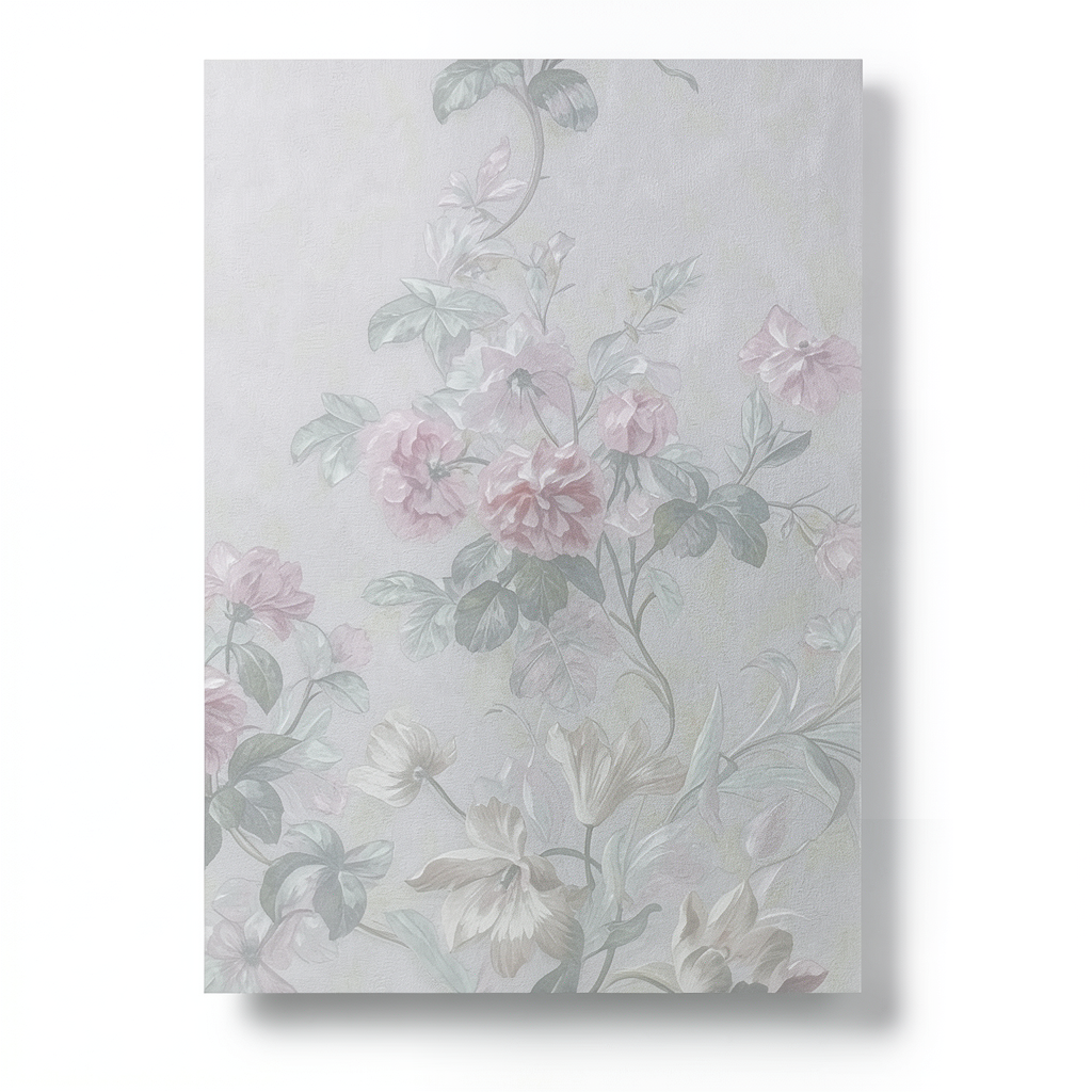 Floral Wallpaper 10 m x 0.70 m Pale Gray, Model 13015